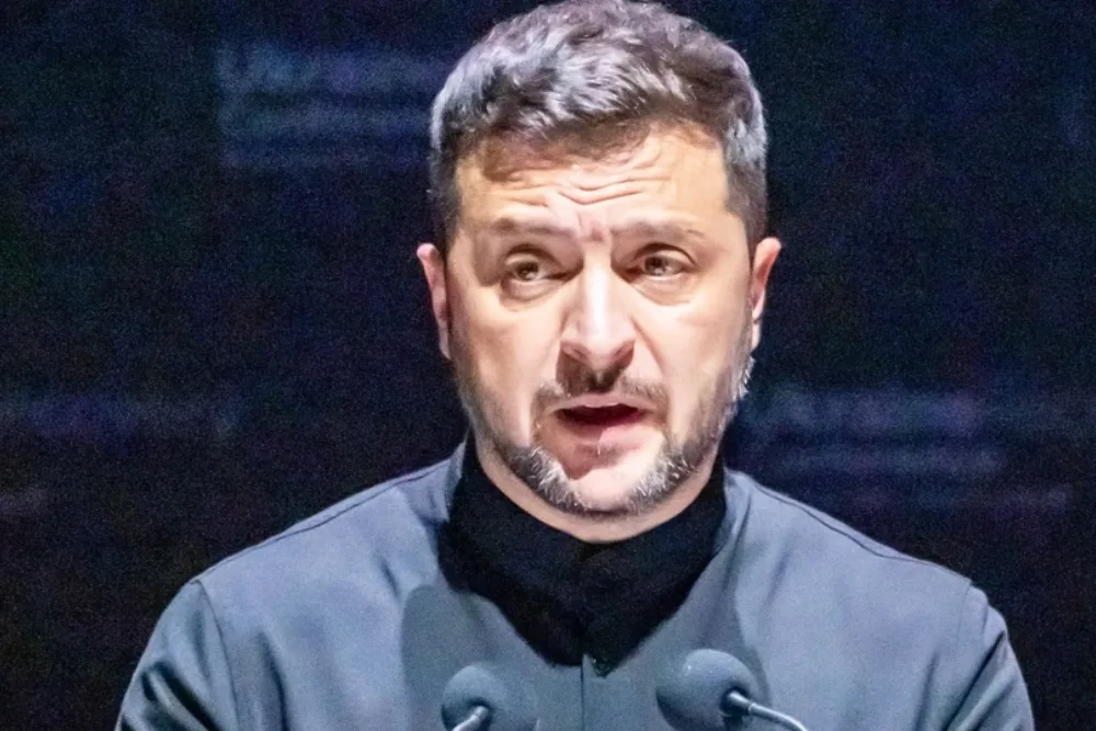 володимир зеленський біля мікрофонів