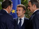 Французький президент Макрон у супроводі португальського президента Монтенегро та грецького прем'єр-міністра Міцотакіса в Словенії.