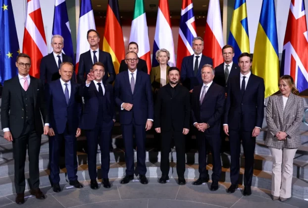 Володимир Зеленський з Європейськими лідерами на переговорах щодо України у Німеччині