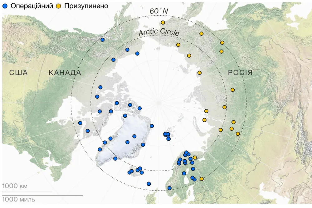 Карта дослідних станцій на території Актрики