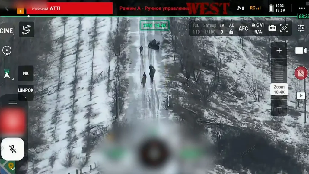 Український дрон відстежує наше пересування на обледенілих дорогах