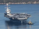 USS Gerald R. Ford відпливає з військово-морської бази Суда на Криті, Греція, 26 лютого 2026 року.