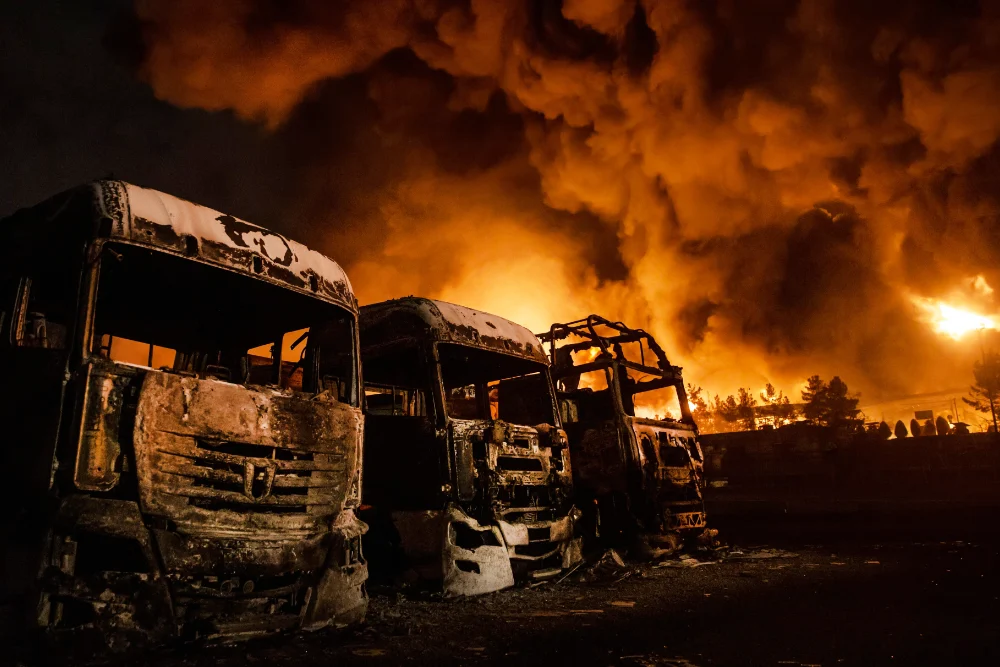 У неділю на нафтобазі «Шахран» у Тегерані сталася пожежа на тлі атак США та Ізраїлю на Іран, внаслідок чого численні паливні цистерни та транспортні засоби в цьому районі стали непридатними для використання