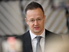Міністр закордонних справ Угорщини Петер Сійярто звертається до ЗМІ напередодні засідання Ради закордонних справ ЄС у Брюсселі, Бельгія, 23 лютого 2026 року
