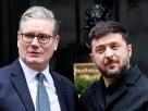 Прем'єр-міністр Великої Британії Кір Стармер вітає президента України Володимира Зеленського на Даунінг-стріт, 10, коли партнери E3 — Франція, Німеччина та Велика Британія, зустрічаються в Лондоні