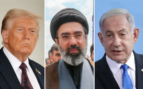 Президент Дональд Трамп, лідер Ірану Моджтаба Хаменеї та прем'єр-міністр Ізраїлю Беньямін Нетаньяху