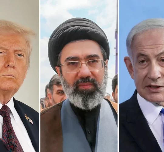 Президент Дональд Трамп, лідер Ірану Моджтаба Хаменеї та прем'єр-міністр Ізраїлю Беньямін Нетаньяху