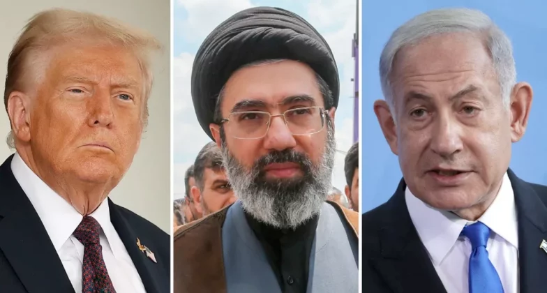 Президент Дональд Трамп, лідер Ірану Моджтаба Хаменеї та прем'єр-міністр Ізраїлю Беньямін Нетаньяху