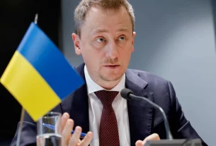 Міністр економіки України Олексій Соболев бере участь у 8-му Німецько-українському бізнес-форумі в Будинку німецької економіки в Берліні, Німеччина, 15 грудня 2025 року