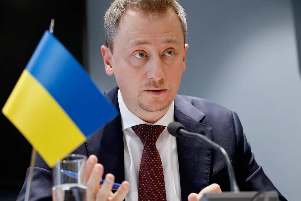 Міністр економіки України Олексій Соболев бере участь у 8-му Німецько-українському бізнес-форумі в Будинку німецької економіки в Берліні, Німеччина, 15 грудня 2025 року