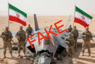 Винищувач F-35, нібито збитий іранцями, — на цьому підробленому відео видно «клонованих ШІ» солдатів та прапори (Reuters/Stringer)