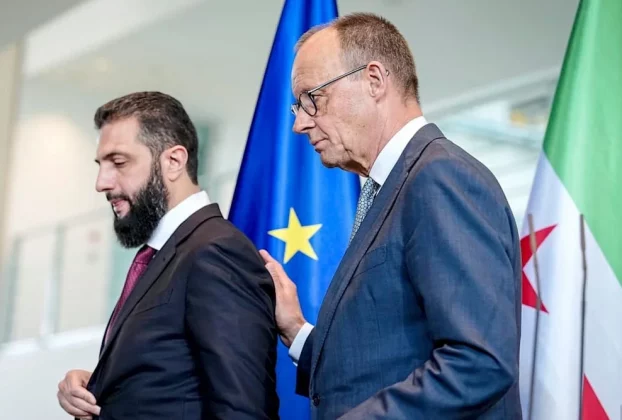 Канцлер Німеччини Фрідріх Мерц з тимчасовим президентом Сирії Ахмедом аль-Шараа в Берліні