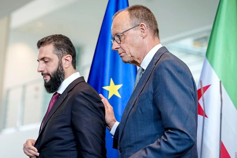 Канцлер Німеччини Фрідріх Мерц з тимчасовим президентом Сирії Ахмедом аль-Шараа в Берліні