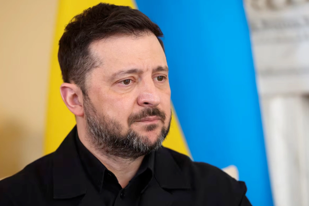 Реакція президента України Володимира Зеленського під час зустрічі з прем'єр-міністром Великої Британії Кіром Стармером за адресою Даунінг-стріт, 10, у Лондоні, Велика Британія, 17 березня 2026 року