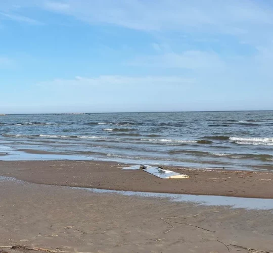 Крило безпілотника, яке, як вважається, належить Україні, знайдено 12 квітня 2026 року на пляжі Калві в повіті Леене-Віру