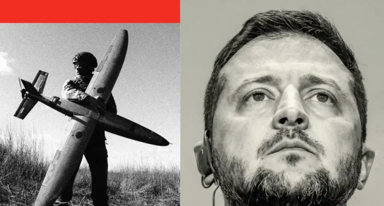 Зеленський та військовий з дроном