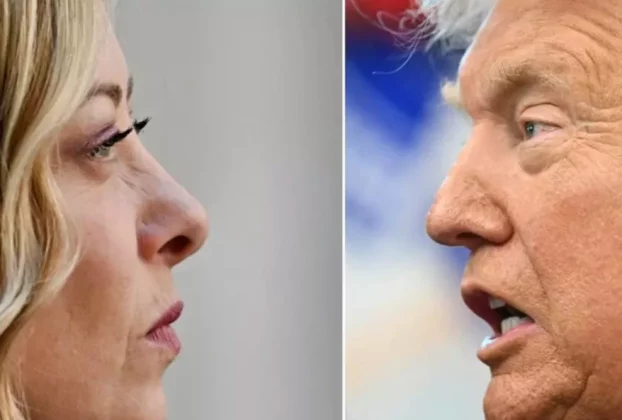 На цій комбінації архівних фотографій, зроблених 14 квітня 2026 року, зображені прем'єр-міністр Італії Джорджія Мелоні та президент США Дональд Трамп.