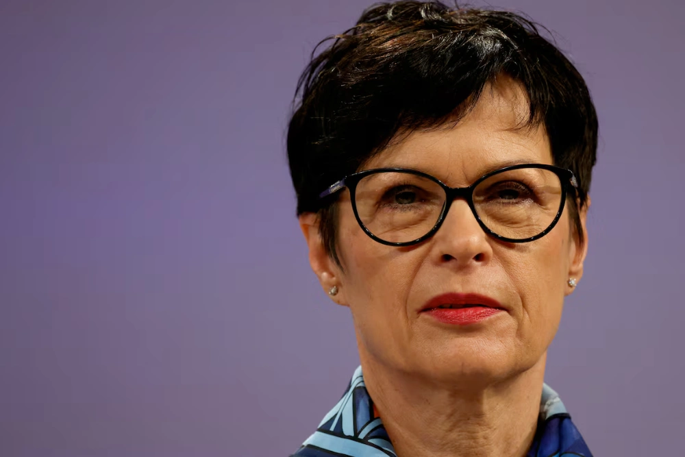 Європейський комісар з питань розширення Марта Кос проводить прес-конференцію, на якій презентує позику для підтримки фінансових потреб України на 2026 та 2027 роки в Брюсселі, Бельгія, 14 січня 2026 року