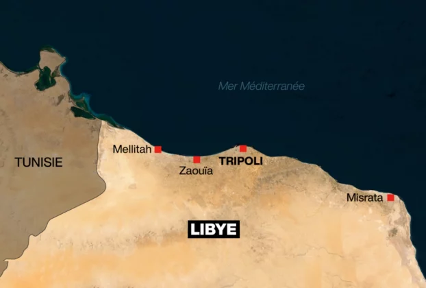 карта розташування міст у Лівії на побережжі