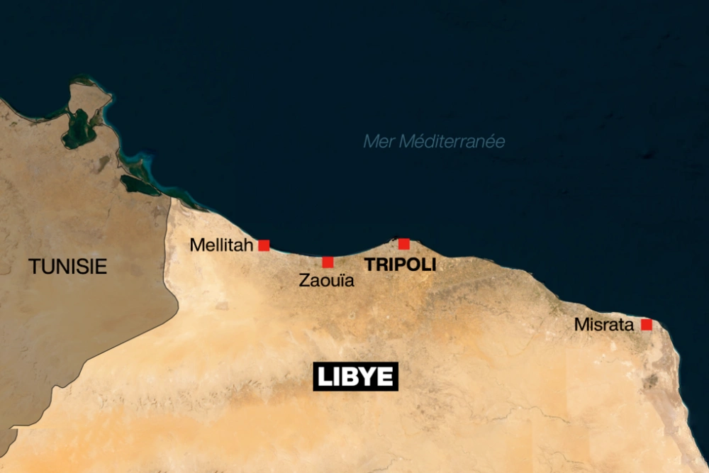 карта розташування міст у Лівії на побережжі