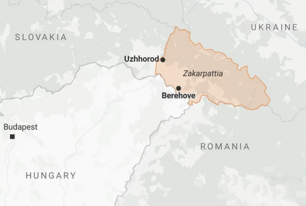 карта розташування Закарпаття