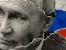 ілюстрація з зображенням Путіна на фоні російського флагу