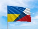 один прапор з двома символами держау України та Чехії