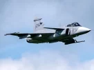 Jas 39 Gripen C під час демонстрації над Есльовом у 2024 році (Швеція)