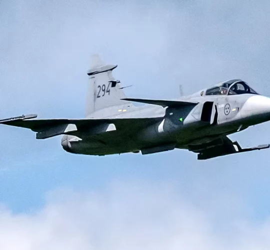 Jas 39 Gripen C під час демонстрації над Есльовом у 2024 році (Швеція)