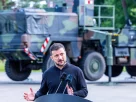 Володимир Зеленський на фоні ракетної установки "Патріот"
