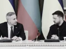 Виконуючий обов'язки прем'єр-міністра Болгаріх Андрій Гюров, та президент України Володимир Зеленський