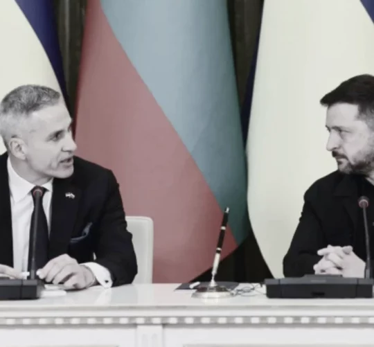 Виконуючий обов'язки прем'єр-міністра Болгаріх Андрій Гюров, та президент України Володимир Зеленський