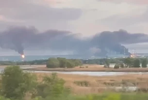 результат удару українських безпілотників по нафтоперегону