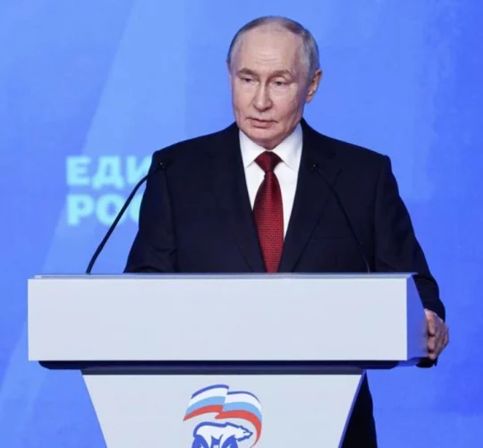 Президент Росії Володимир Путін на з’їзді своєї правлячої партії «Єдина Росія»
