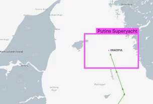 карта переміщення яхти Путіна по близу Данії