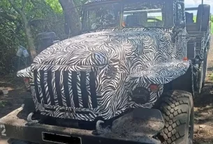камуфльована російська вантажівка у кольори зебри