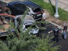 Слідчі на місці події після вибуху автомобіля з вибухівкою в Балашисі, Росія, 9 червня 2026 року