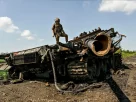 Знищений російський танк у Запорізькій області, на південному сході України