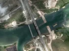 Супутникове зображення пошкодженого Хенічеського мосту та об’їзних мостів станом на 21 червня