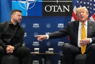 Дональд Трамп з Володимиром Зеленським під час саміту НАТО
