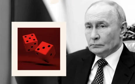 ілюстрація де зображен Володимир Путін