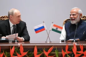 Президент Росії Володимир Путін та прем'єр-міністр Індії Нарендра Моді беруть участь у Індійсько-російському бізнес-форумі в Нью-Делі, Індія, 5 грудня 2025 року
