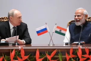 Президент Росії Володимир Путін та прем'єр-міністр Індії Нарендра Моді беруть участь у Індійсько-російському бізнес-форумі в Нью-Делі, Індія, 5 грудня 2025 року