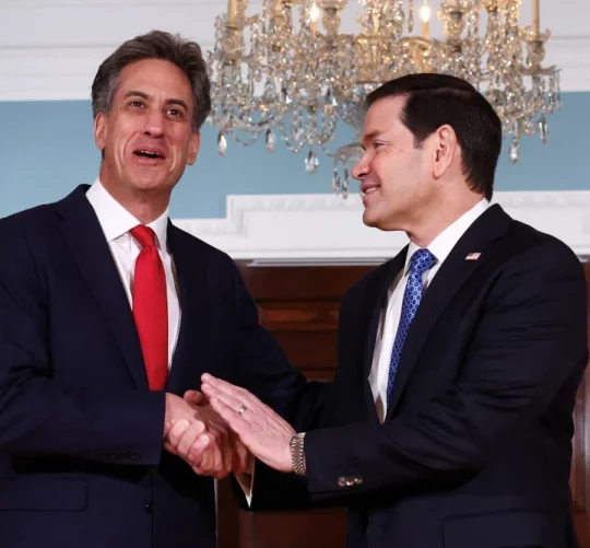 Державний секретар США Марко Рубіо зустрічається з міністром закордонних справ Великої Британії Едом Мілібандом у Державному департаменті у Вашингтоні, округ Колумбія, США, 5 серпня 2026 року