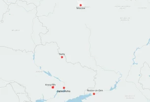 на карті показано взаємні атаки Росії та України