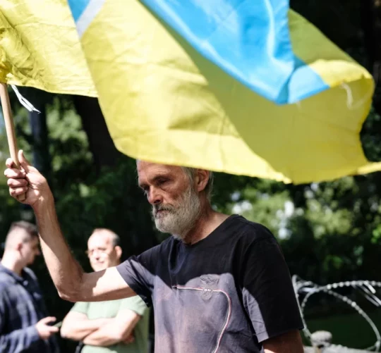 Акція протесту проти рішення про заміну Михайла Федорова на посаді міністра оборони в Києві, Україна