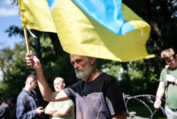 Акція протесту проти рішення про заміну Михайла Федорова на посаді міністра оборони в Києві, Україна