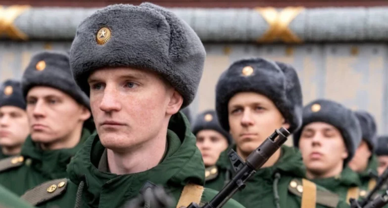 23 лютого 2023 року російські призовники беруть участь у параді в Сочі, Росія