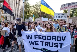 молоді демонстранти вийшли на підтримку Федорова
