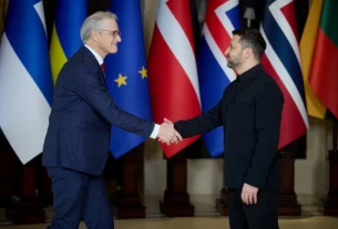 Президент України Володимир Зеленський зустрівся з прем'єр-міністром Норвегії Йонасом Гаром Сторе перед засіданням «Коаліції охочих» 24 лютого 2026 року